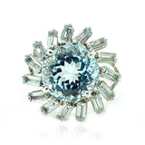 Blue Topaz Silver Flower Silver Ring