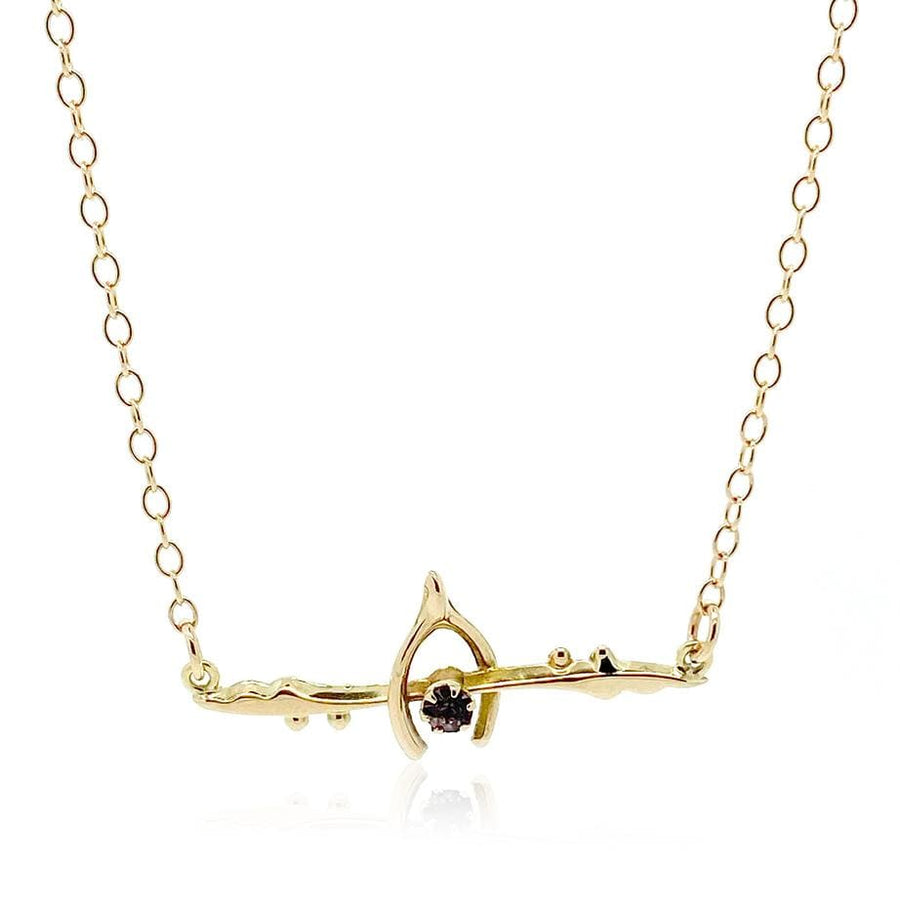 BY MAYVEDA Necklace Antique Victorian Amethyst Wishbone 9ct Rose Gold Necklace