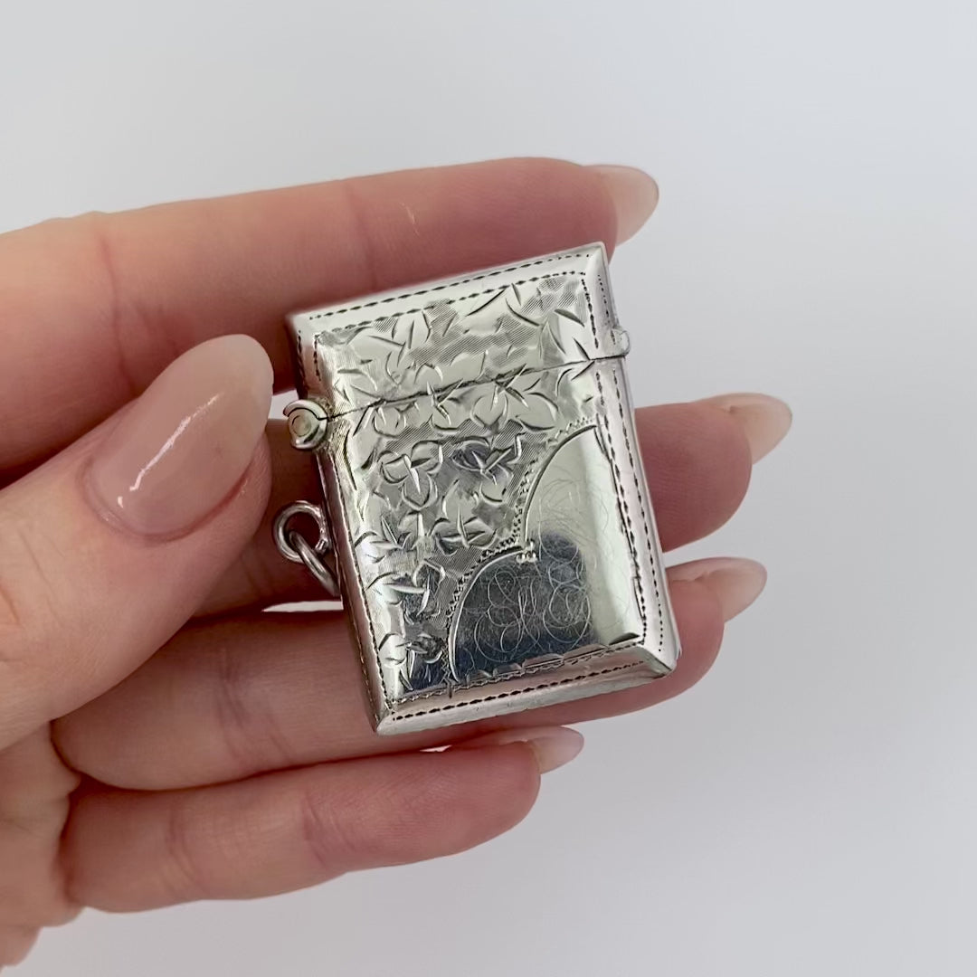 Antique Edwardian 1910 Silver Vesta Case Necklace, video