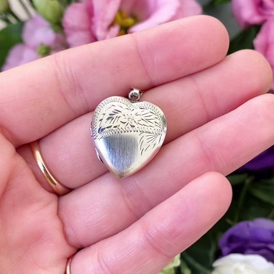 Silver Heart Locket Pendant Necklace
