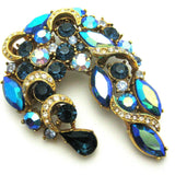 Designer Vintage 'Sphinx' 1960s Aurora Borealis Blue Brooch