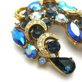 Designer Vintage 'Sphinx' 1960s Aurora Borealis Blue Brooch
