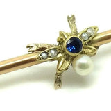 Edwardian 9ct Gold Pearl Bee Antique Brooch