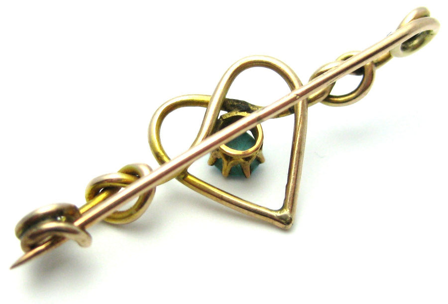 Antique Edwardian Turquoise Heart Brooch