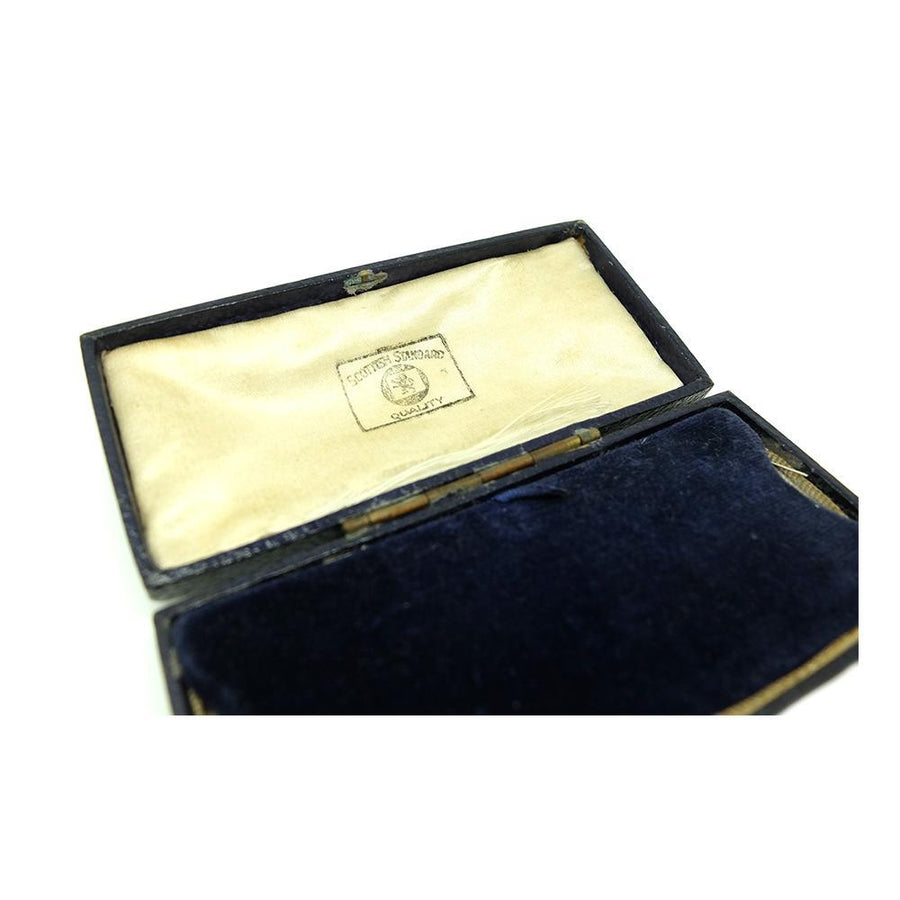 Antique Edwardian Scottish Blue Leather Jewellery Box