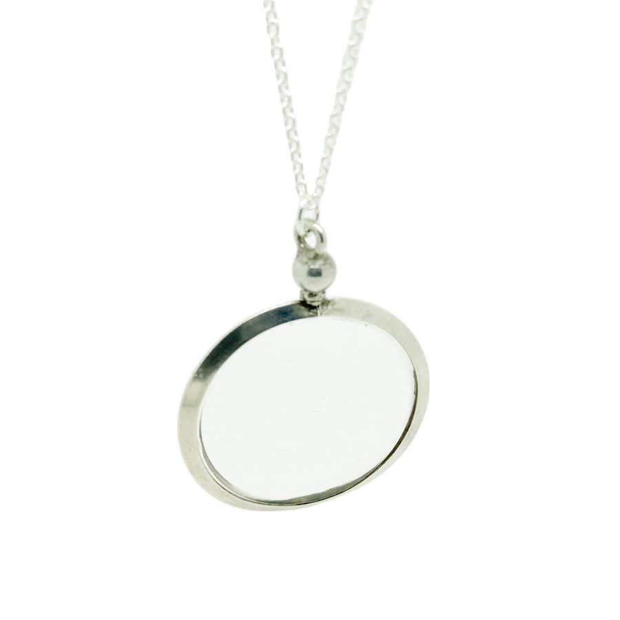 Antique Edwardian 1908 Glass Silver Locket Necklace