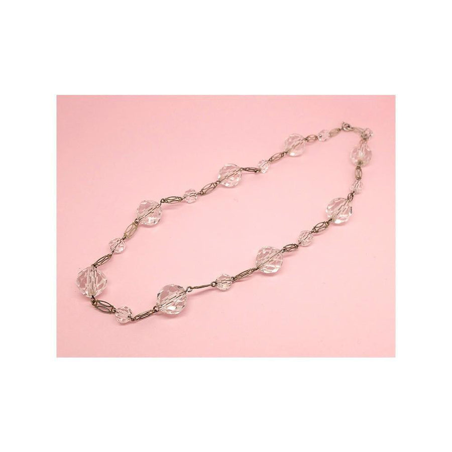 Antique Edwardian 1910 Glass Silver Necklace