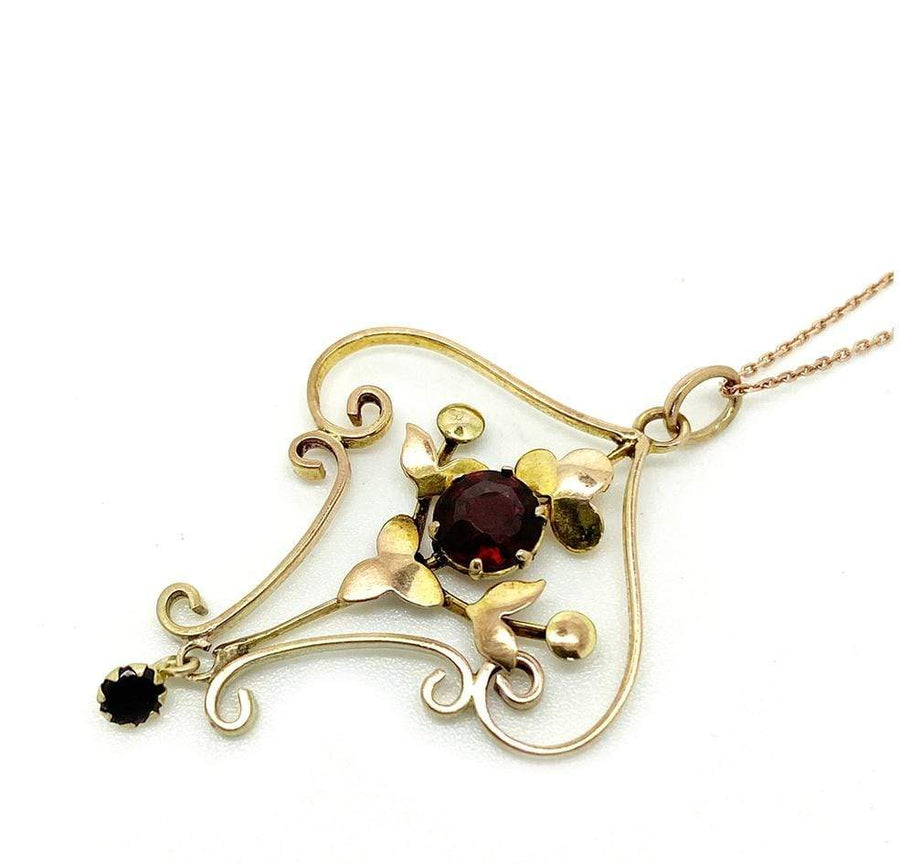 EDWARDIAN Necklace Antique Edwardian 9ct Gold Garnet Necklace