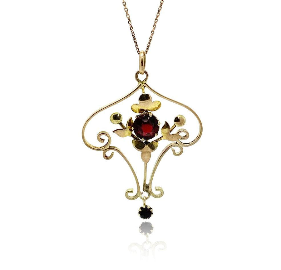 EDWARDIAN Necklace Antique Edwardian 9ct Gold Garnet Necklace
