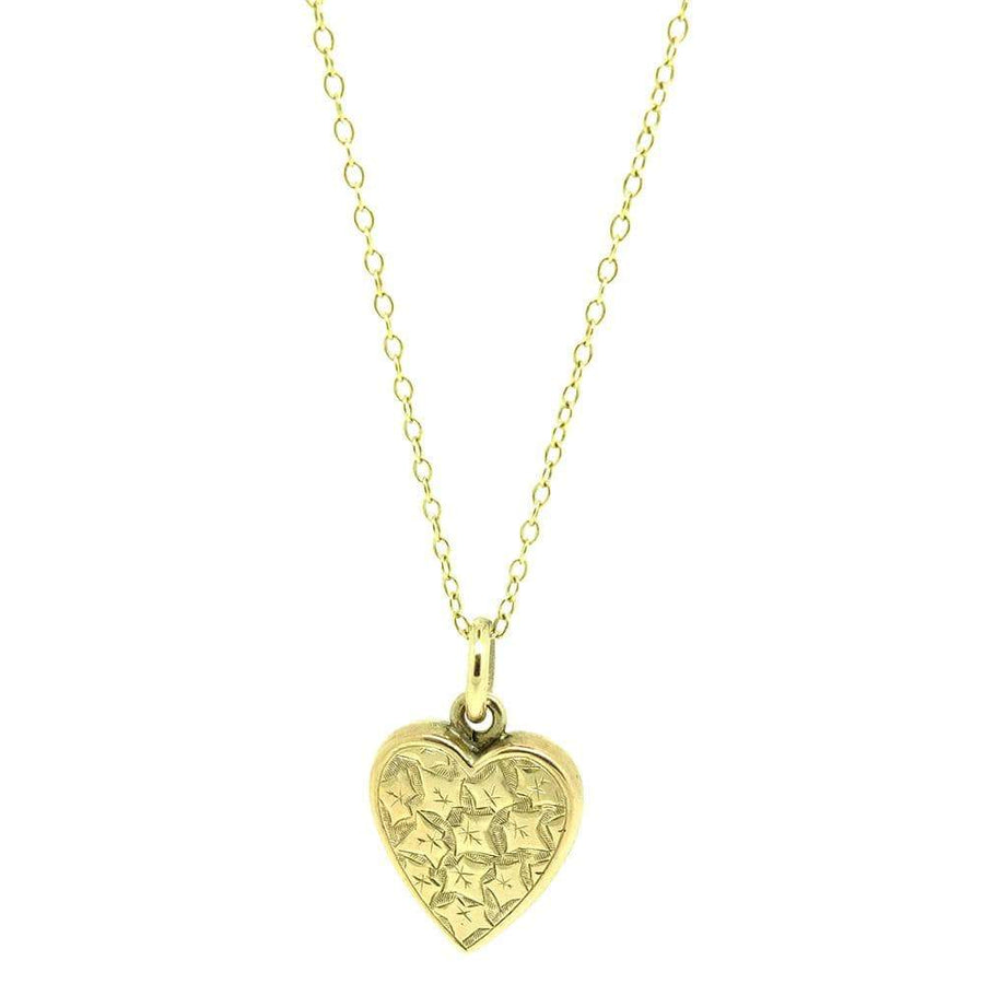 EDWARDIAN Necklace Antique Edwardian 9ct Gold Ivy Heart Charm Necklace