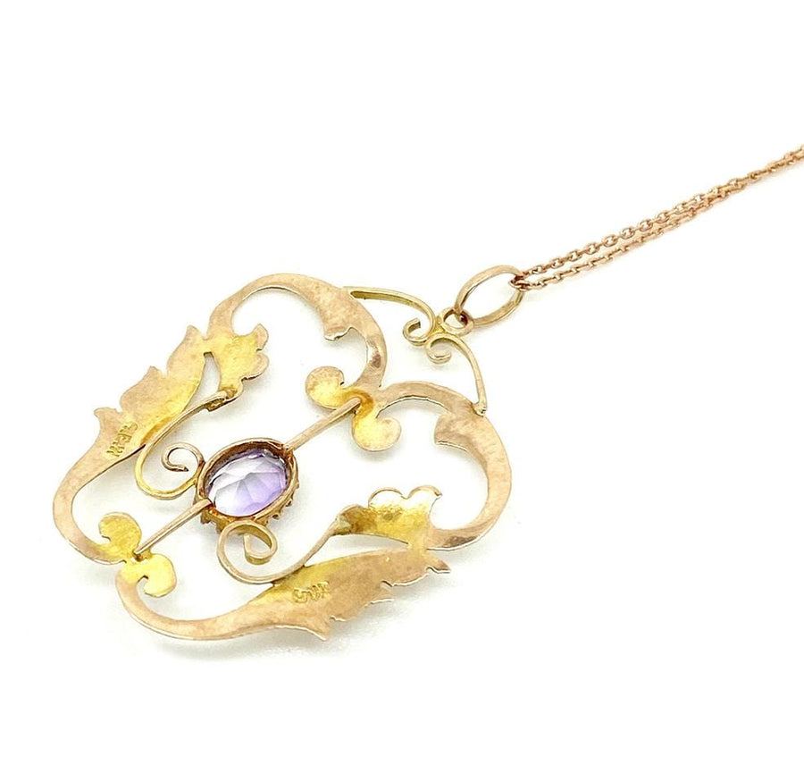 EDWARDIAN Necklace Antique Edwardian 9ct Rose Gold Amethyst Necklace