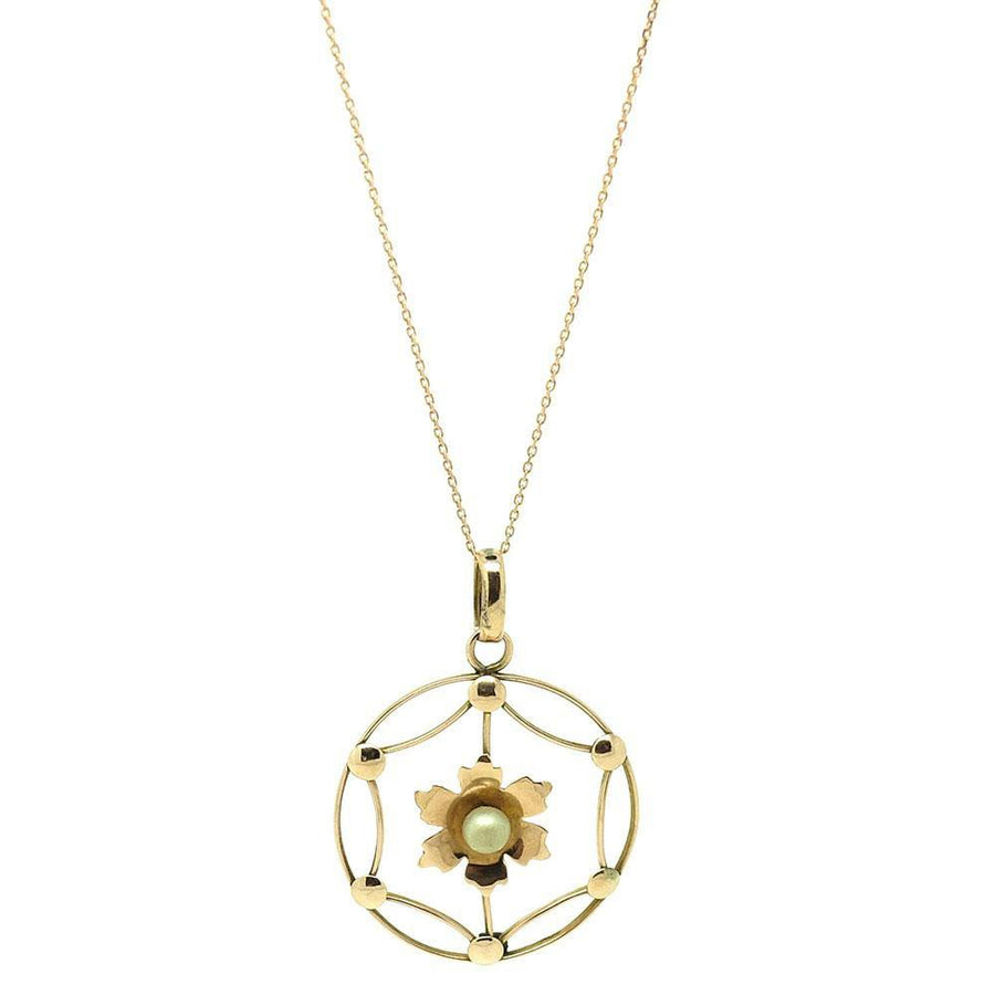 Antique Edwardian 9ct Rose Gold Pearl Lavalier Necklace