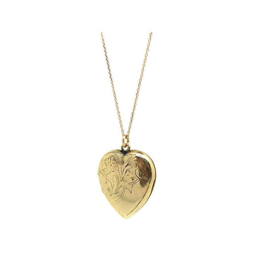 Antique Edwardian Engraved 9ct Rose Gold Heart Locket