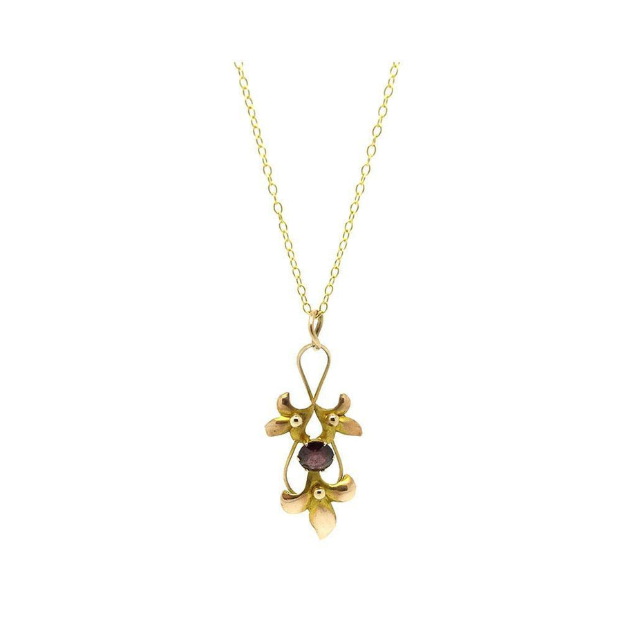 Antique Edwardian Rhodolite Garnet Rose Gold Necklace