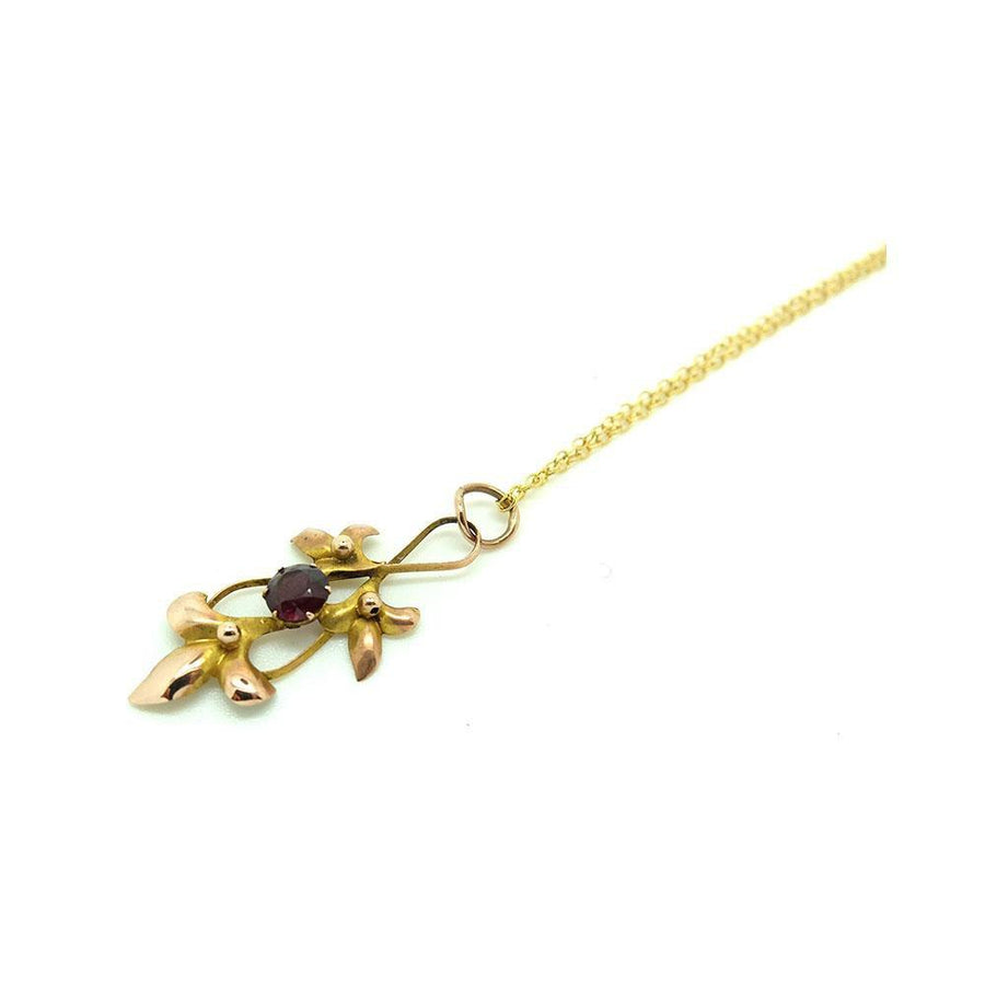 Antique Edwardian Rhodolite Garnet Rose Gold Necklace