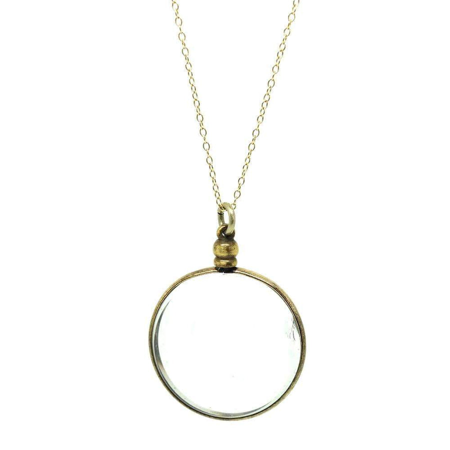 EDWARDIAN Necklace Antique Edwardian Rolled Gold Glass Locket Necklace
