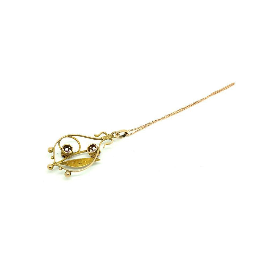 Antique Edwardian Rose Gold Lavalier Pendant Necklace