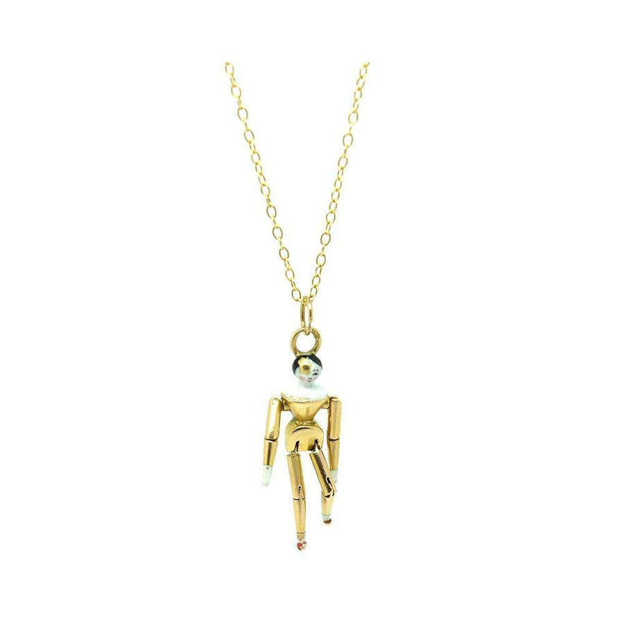 Edwardian 1910 15ct Articulated Doll Charm Necklace
