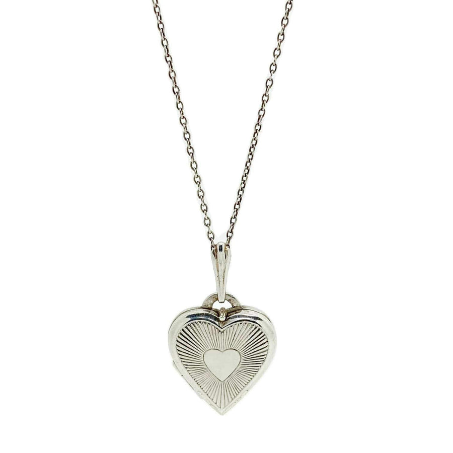 Vintage 1970s Silver Heart Locket Necklace