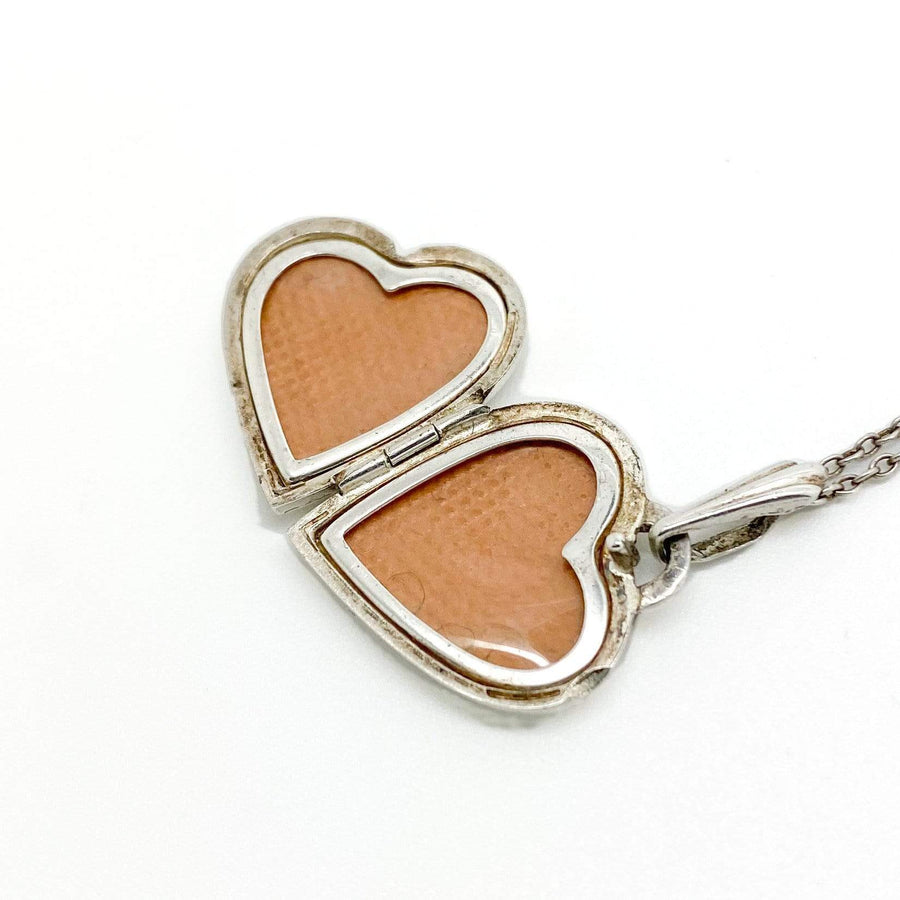 Vintage 1970s Silver Heart Locket Necklace