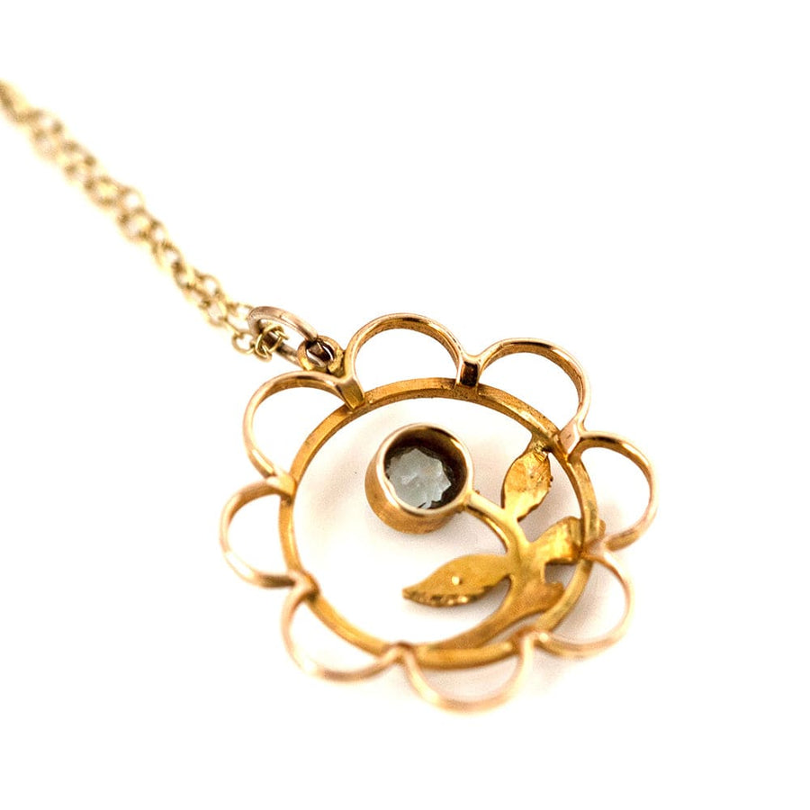 EDWARDIAN Necklaces Antique Edwardian Aquamarine Seed Pearl 9ct Gold Necklace Mayveda Jewellery