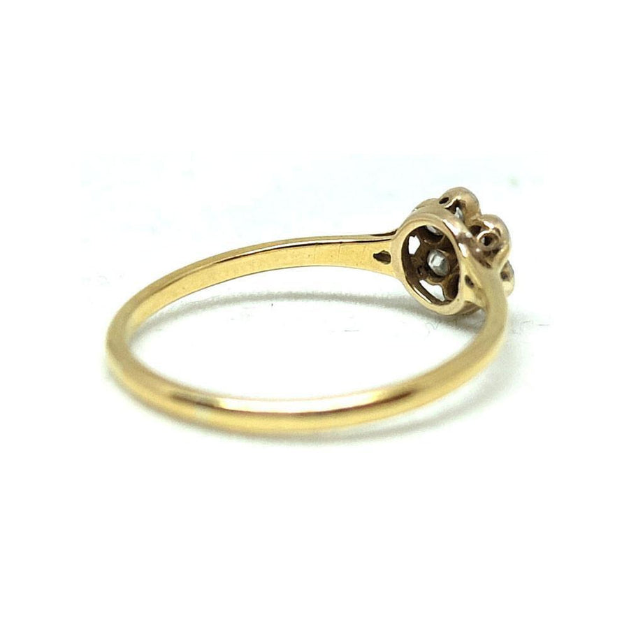 Antique Edwardian 0.1ct Diamond Flower 18ct Yellow Gold Engagement Ring