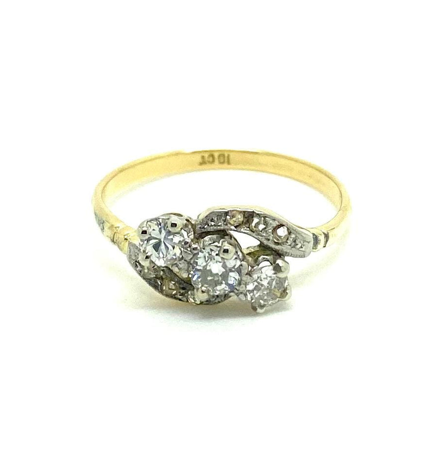 Antique Edwardian 0.5ct Triple Diamond 18ct Gold Engagement Ring