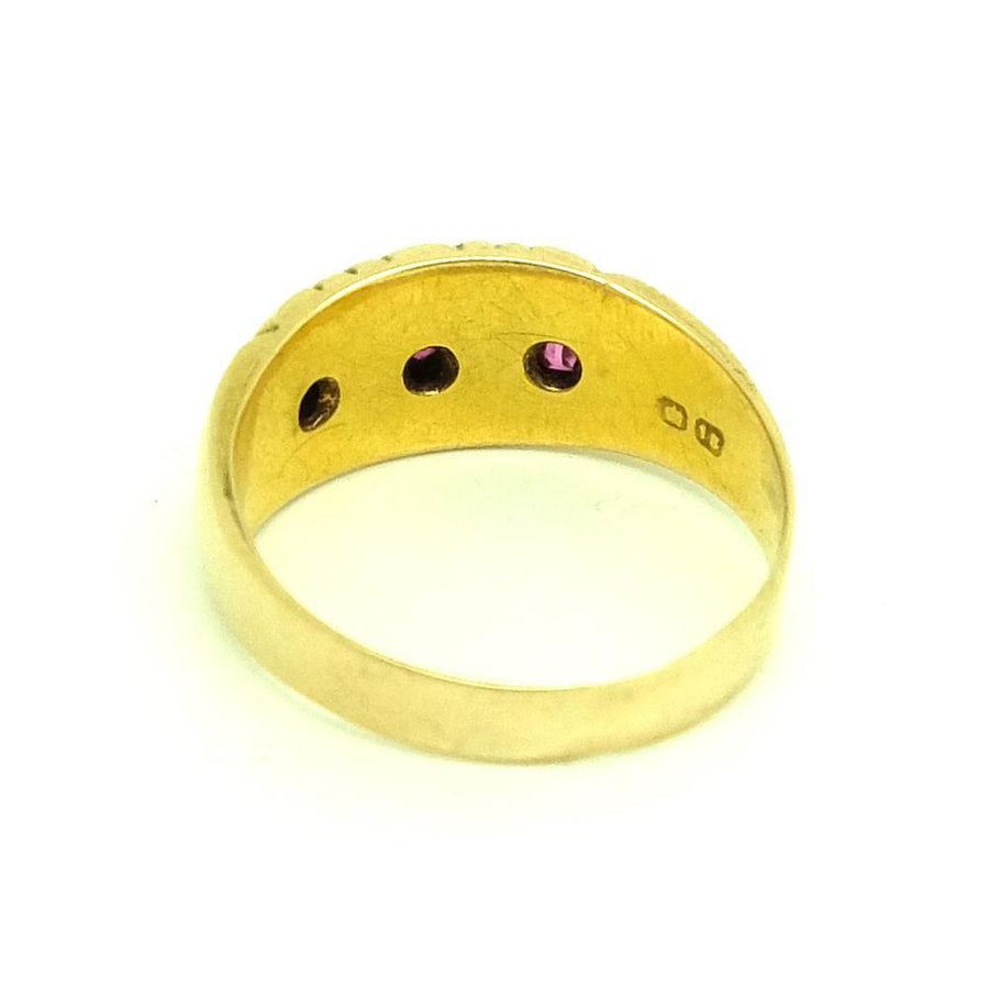 Antique Edwardian 1903 Garnet Diamond 18ct Gold Ring
