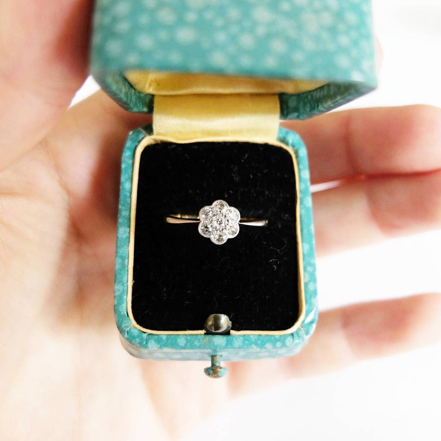 Antique Edwardian 1910 Diamond Daisy Ring