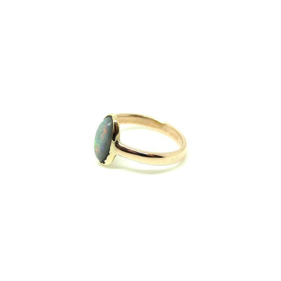 Antique Edwardian 9ct Rose Gold Opal 9ct Pinky Ring