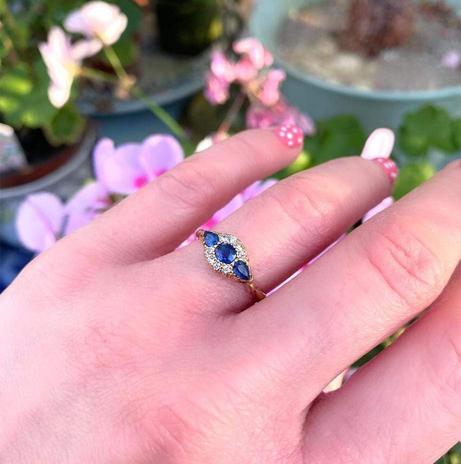 EDWARDIAN Ring Antique Edwardian Blue Sapphire Diamond Ring