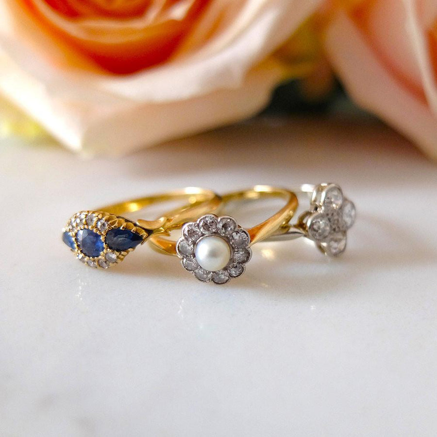 Antique Edwardian Blue Sapphire & Diamond Ring