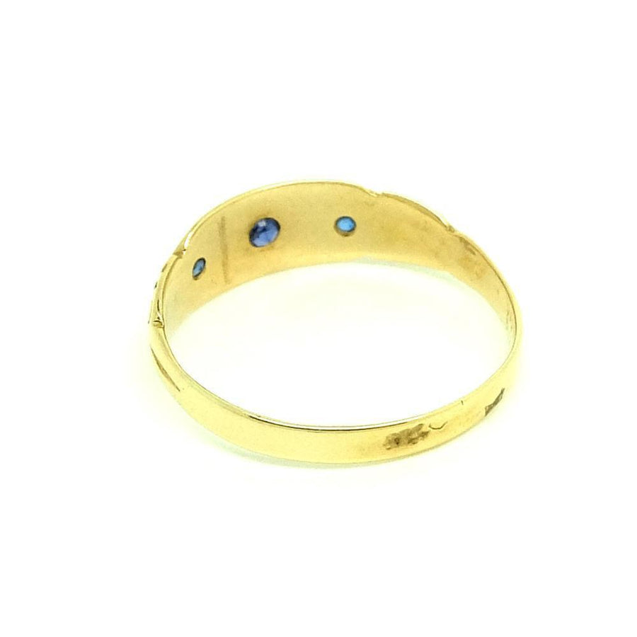 Antique Edwardian Blue Sapphire & Pearl 18ct Gold Ring
