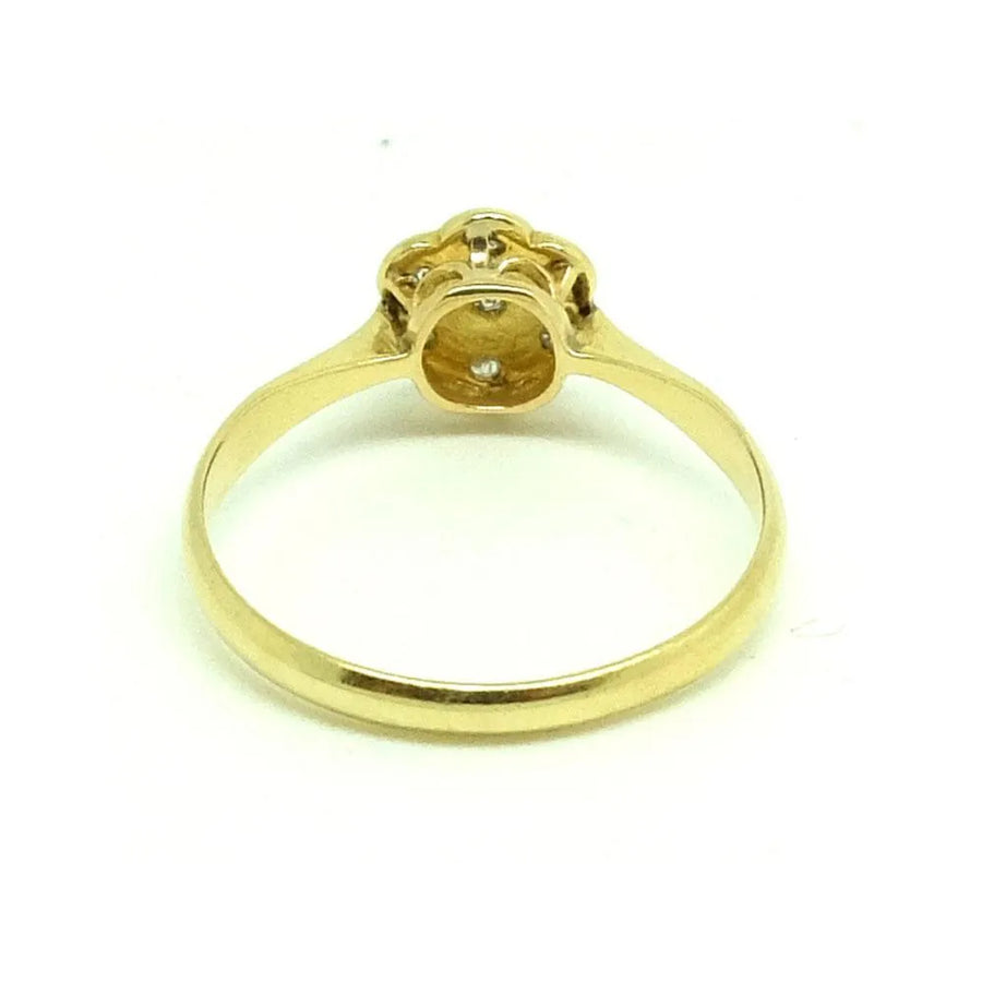 Antique Edwardian Diamond 18ct Gold Daisy Ring - Mayveda Jewelry