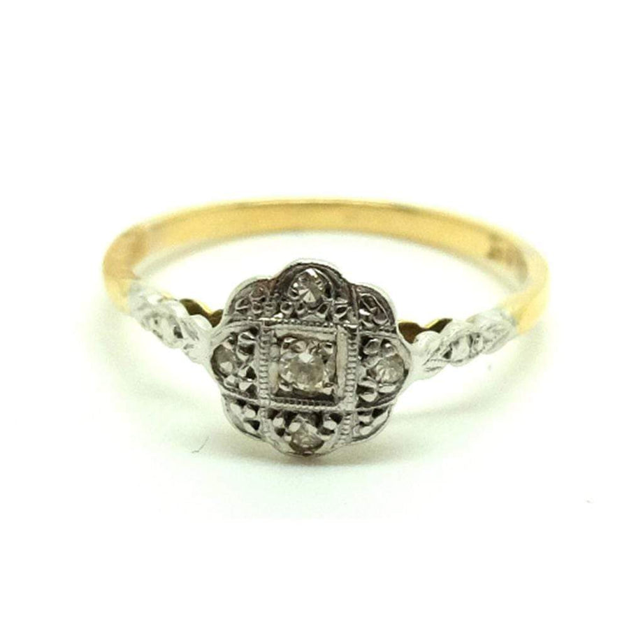 EDWARDIAN Ring Antique Edwardian Diamond Daisy 18ct Gold Cluster Ring