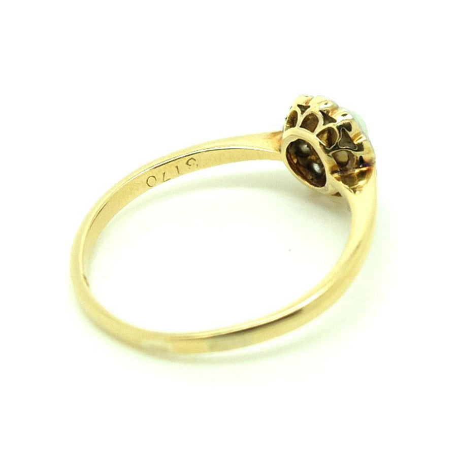 Antique Edwardian Diamond & Pearl 18ct Yellow Gold Gemstone Engagement Ring | O 1/2 (7.5)