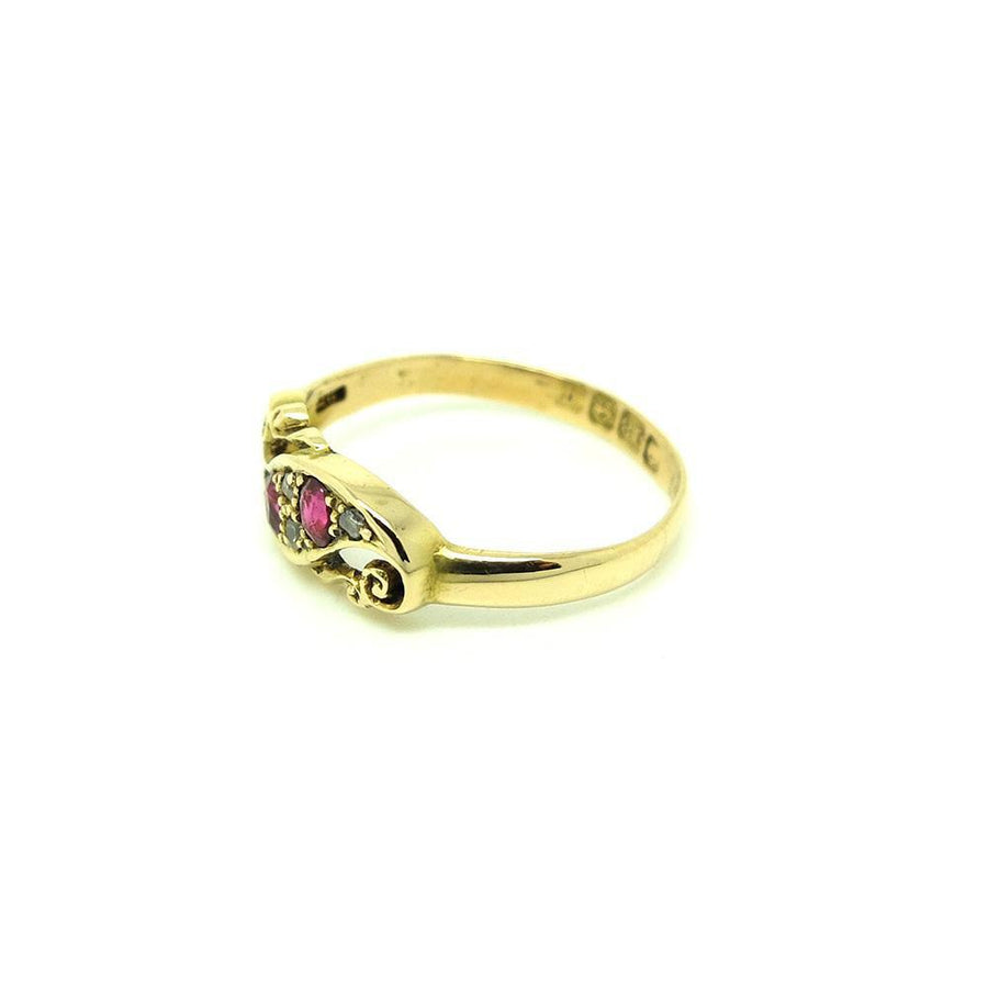 Antique Edwardian Diamond & Ruby Gold Gemstone Engagement Ring | L/6