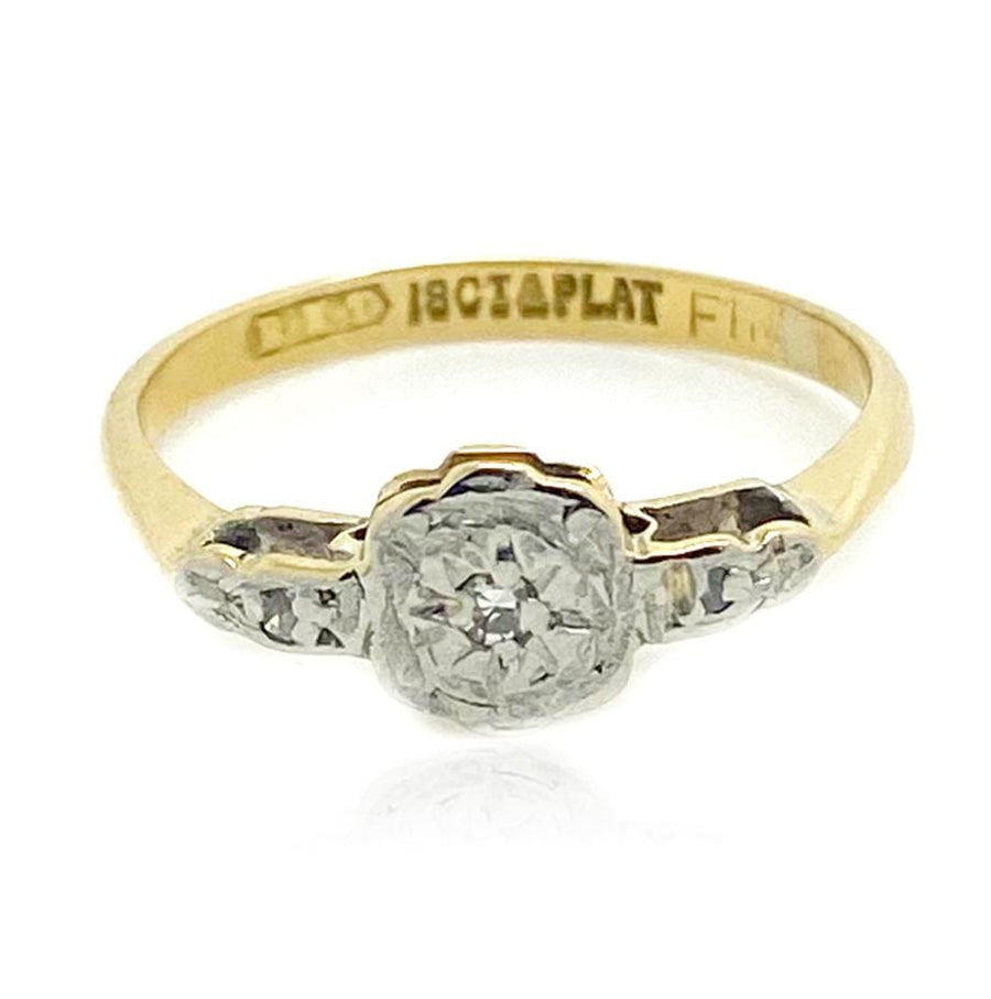 EDWARDIAN Ring Antique Edwardian Platinum Diamond 18ct Gold Ring