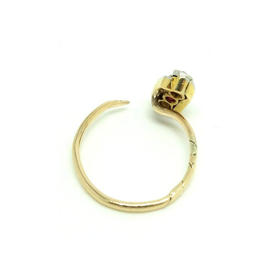 Antique Edwardian Ruby & Diamond 9ct Gold Pin Gemstone Ring | P / 8