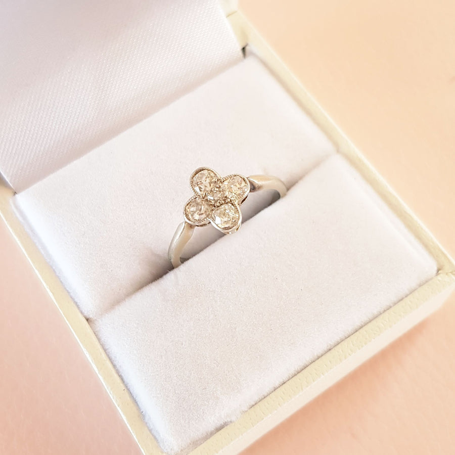 Antique Edwardian White Gold Diamond 0.41ct Engagement Ring | K / 5.5