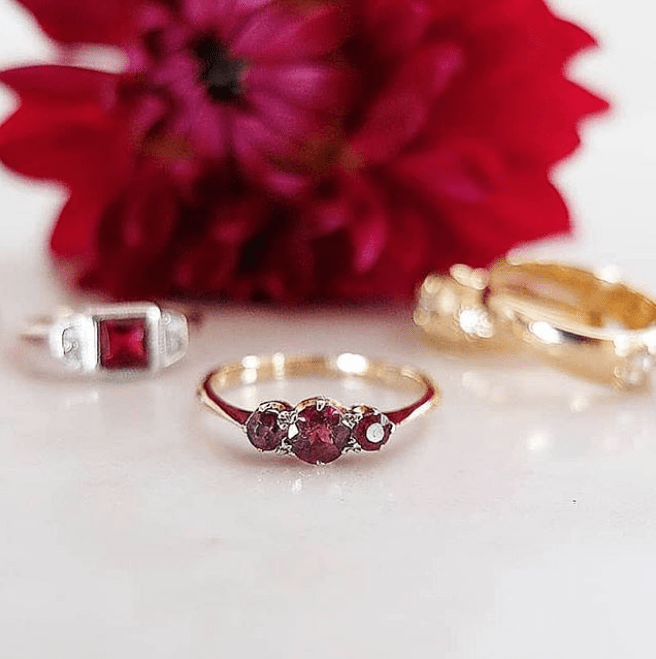 Reserved - Antique Edwardian Garnet 15ct Rose Gold Gemstone Ring