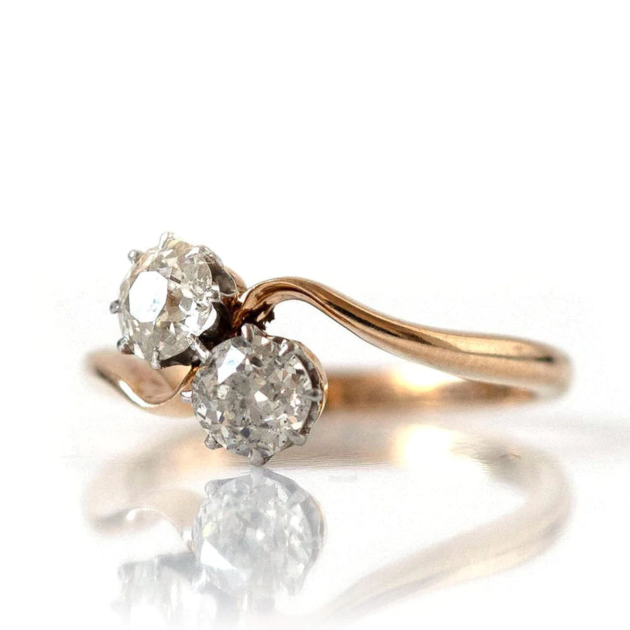 Edwardian Rings Antique Edwardian 0.8ct Diamond 'Toi Et Moi' 18ct Gold Ring Mayveda Jewellery