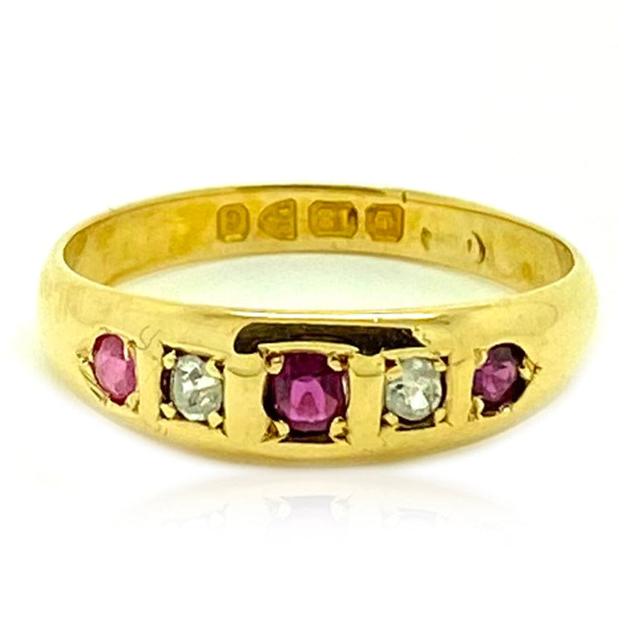 Edwardian Rings Antique Edwardian 1903 18ct Gold Diamond Ruby Ring Mayveda Jewellery