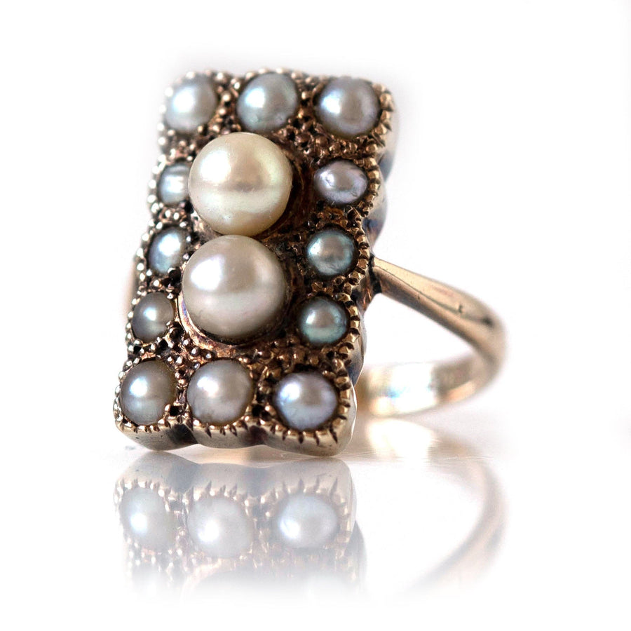 EDWARDIAN Rings Antique Edwardian 9ct Gold Pearl Cluster Ring Mayveda Jewellery