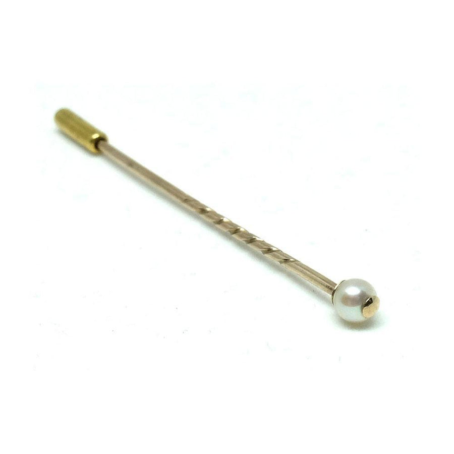 ANTIQUE 1910 EDWARDIAN ROLLED GOLD PEARL STICK PIN
