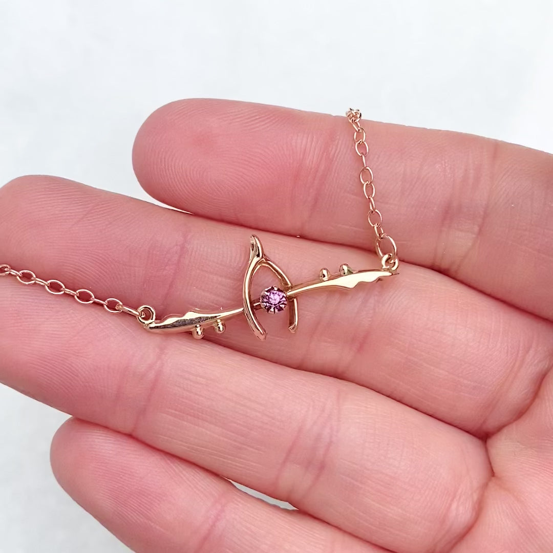 Collar de oro rosa de 9 ct con espoleta de amatista victoriana antigua, video