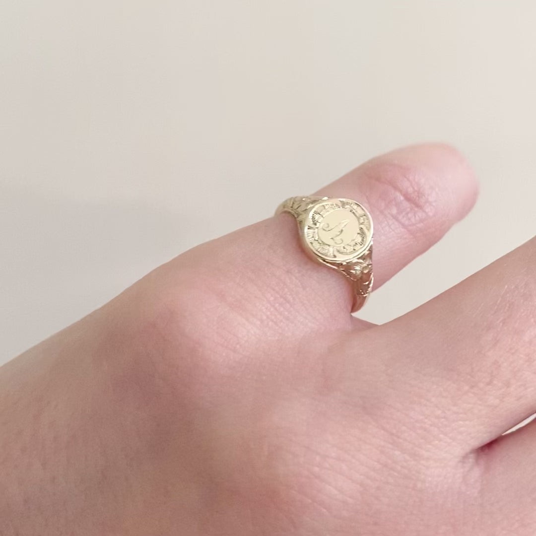 Ada Renewal Hand-Engraved 14K or 18K Gold Signet Ring, video