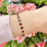 Garnet 9ct Gold Gemstone Heart Bracelet