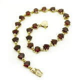 Garnet 9ct Gold Gemstone Heart Bracelet