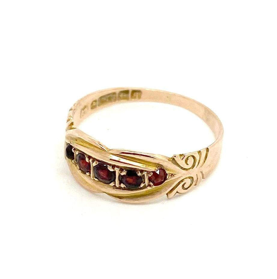 Antique 1915 9ct Rose Gold Garnet Ring